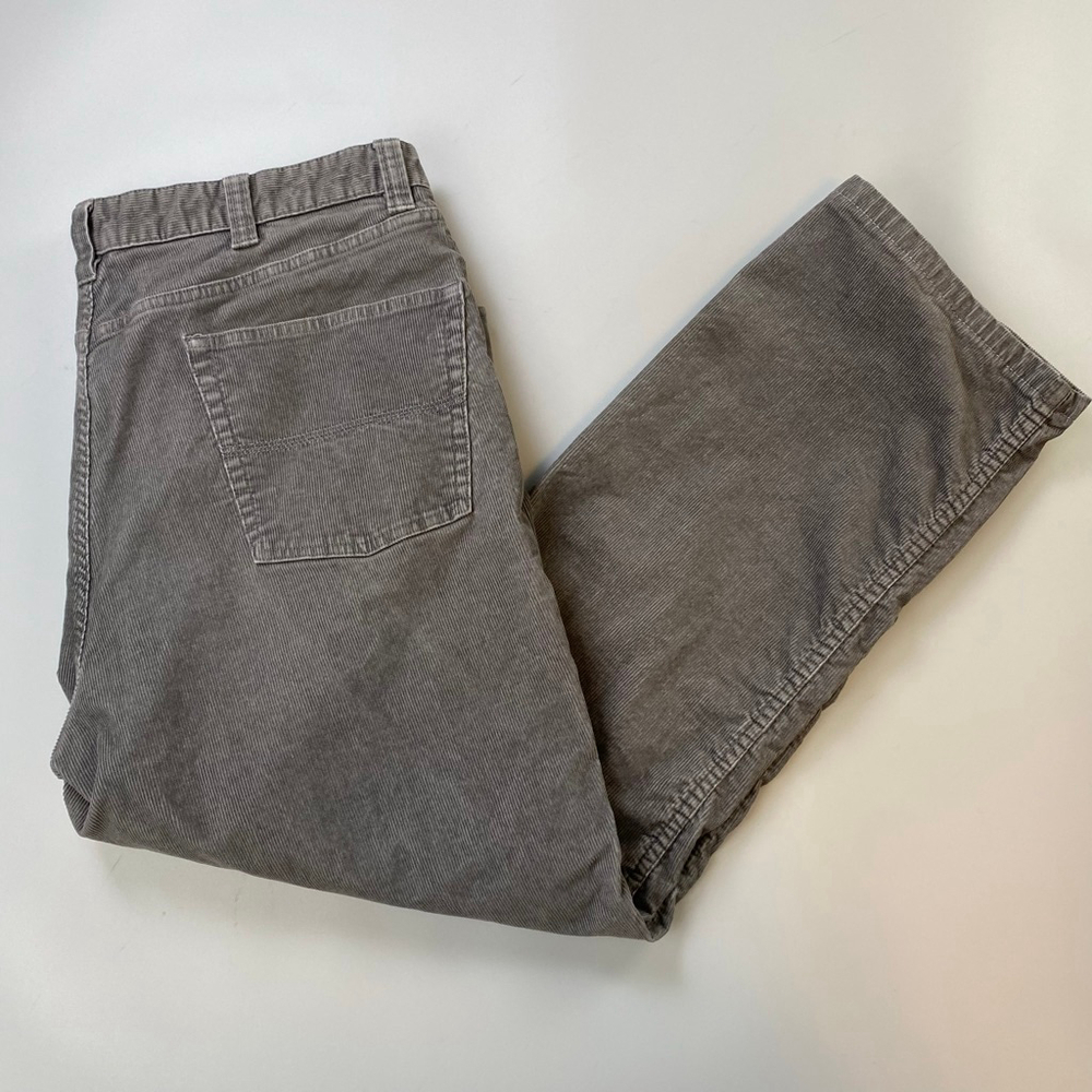 L.L.Bean Corduroy Pants Grey Mens 40 Vintage Hemmed Skater Grunge Y2K Baggy